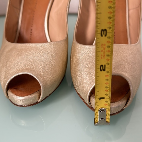 Giuseppe Zanotti Metallic Gold Leather Peep Toe Platform Heels With Shoe Bag - Picture 13 of 14